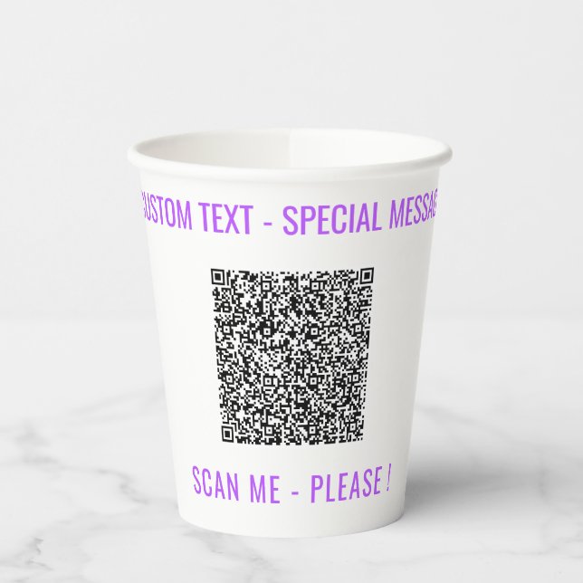 Gobelets En Papier Informations d'analyse de code QR personnalisées e (Gauche)