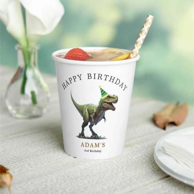 Gobelets En Papier Invitation d'anniversaire de dinosaure, Anniversai (Insitu)