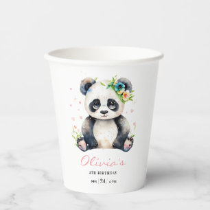 Gobelets En Papier Invitation d'anniversaire de Panda, Invitation d'a