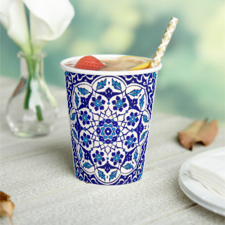 Gobelets En Papier Italien Turc Iznik Indigo Party Table