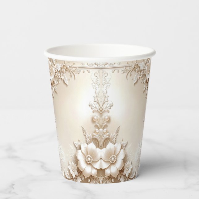 Gobelets En Papier Ivory Flowers Paper Cups (Verso)