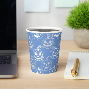 Gobelets En Papier Jack-o-lanternes Motif.Blanc L bleu BG