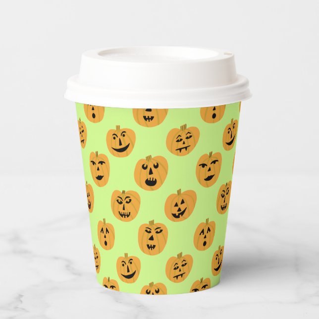 Gobelets En Papier Jack-O-Lanterns CITROUILLE d'Halloween (Recto)
