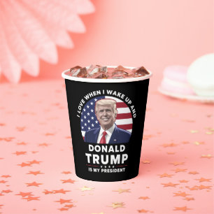 Gobelets En Papier J'adore quand je me réveille et que Donald Trump e
