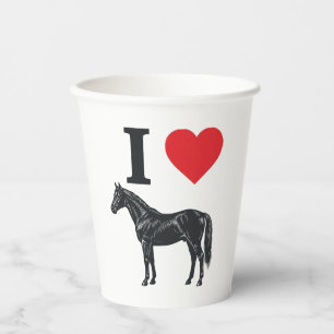 Gobelets En Papier J'aime les chevaux vintage gravure conception de t