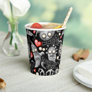 Gobelets En Papier J'aime les monstres parce que les gens aiment les