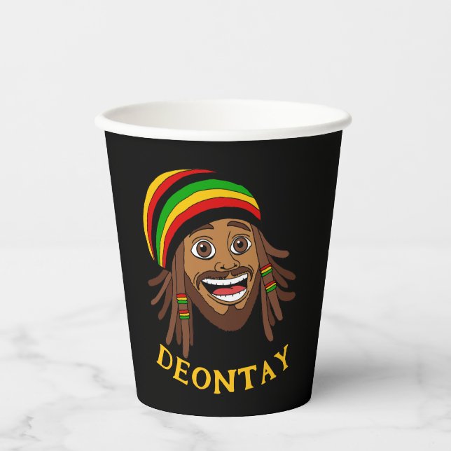 Gobelets En Papier Jamaican Cute Rasta Man Personalized (Recto)