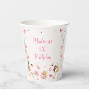Gobelets En Papier Jardin de fées magique Floral Anniversaire