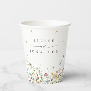 Gobelets En Papier Jardin Fleur sauvage de printemps Floral minimalis