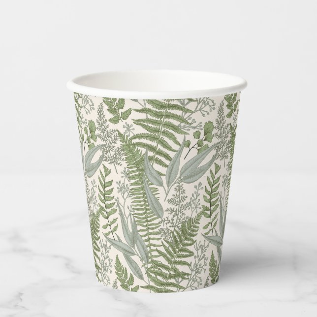 Gobelets En Papier Jardin vert fleuri (Recto)