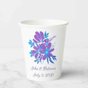 Gobelets En Papier Jardin vintage Elégance violet et bleu Floral
