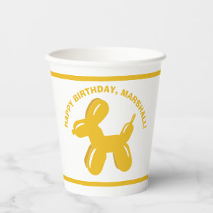 Gobelets En Papier Jaune Chien Ballotte Animal Parti Personnalisé