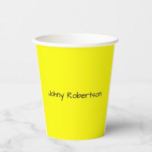 Gobelets En Papier Jaune Clair Élégant Moderne Professionnel