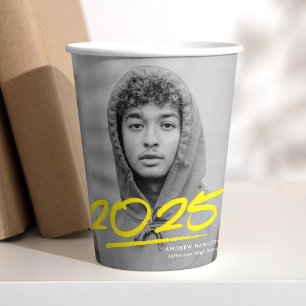 Gobelets En Papier Jaune moderne pointillé 2023 Diplôme photo