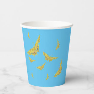 Gobelets En Papier Jaune Vieux Monde Swallowtail motif papillon
