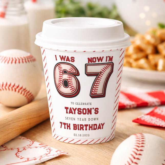 Gobelets En Papier J'avais 6 ans, maintenant j'ai 7 ans – Baseball 7e (I Was 6, Now I’m 7 – Baseball 7th Birthday Paper Cups
)