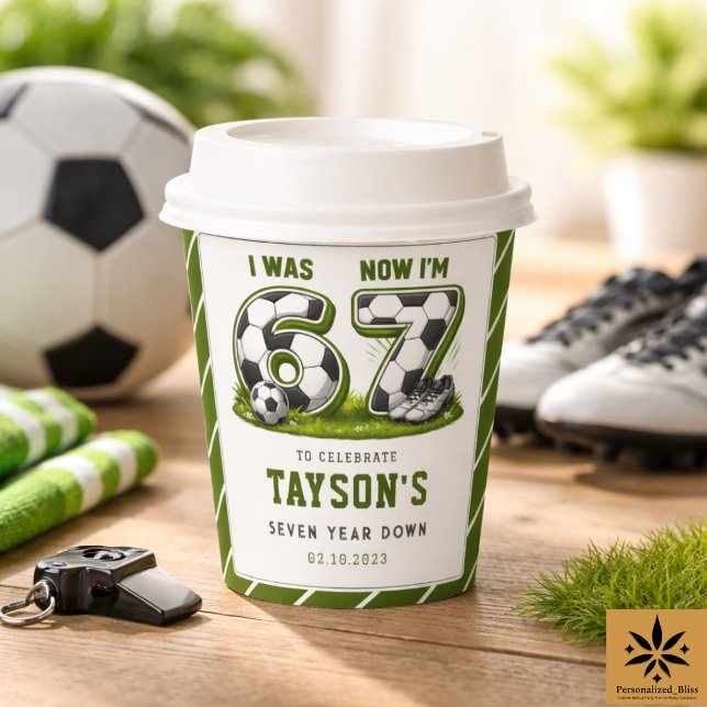 Gobelets En Papier J'avais 6 ans, maintenant j'ai 7 ans Football Anni (I Was 6, Now I’m 7 Soccer Birthday – All-Star Party paper cups)