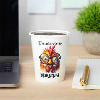Gobelets En Papier Je suis allergique aux matins !
