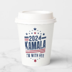 Gobelets En Papier Je suis avec elle Kamala Vote pour 2024 Kamala-Har