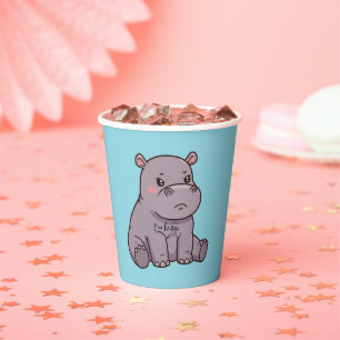 Gobelets En Papier "Je suis chochotte." Mignon, Hippopotame de dessin