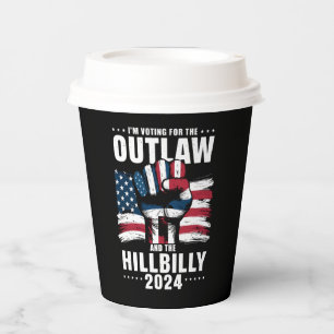Gobelets En Papier Je vote pour l'Outlaw et le Hillbilly 2024 États-U