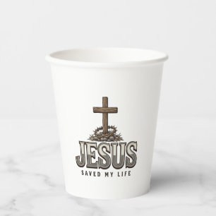 Gobelets En Papier Jésus a sauvé ma vie Gravure vintage Design chréti