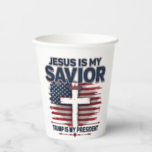 Gobelets En Papier Jésus est mon sauveur Trump est mon président drôl