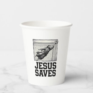 Gobelets En Papier Jesus Sauve Gardien de Football T-Shirt Gravure Vi