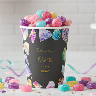 Gobelets En Papier Jeu d'anniversaire Cristaux Jeu de Fête de fille d