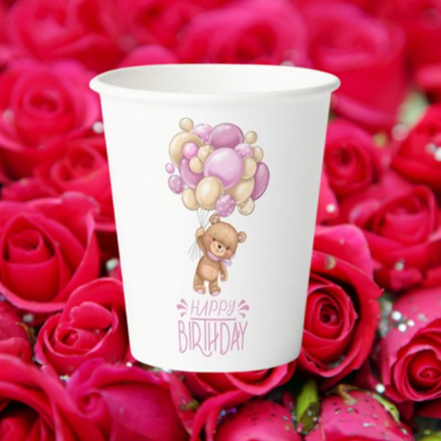 Gobelets En Papier JEUX anniversaire rose teddy (Happy 1st Birthday to Your Sweet Girl!)