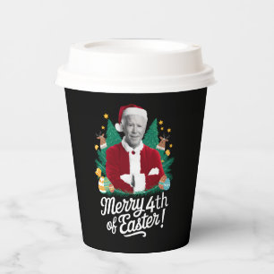 Gobelets En Papier Joe Biden Noël Santa Joyeux 4ème de Pâques Xmas
