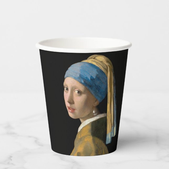 Gobelets En Papier Johannes Vermeer - Fille avec une oreille perle (Recto)