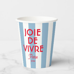 Gobelets En Papier Joie De Vivre Paris French Blue Cabana Stripe