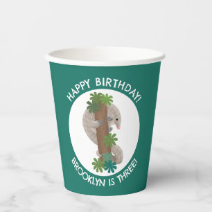 Gobelets En Papier Joli anteater pangolin personnalisé anniversaire