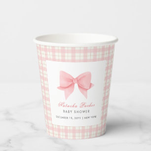 Gobelets En Papier Joli Baby shower de fille de garçon En vichy rose