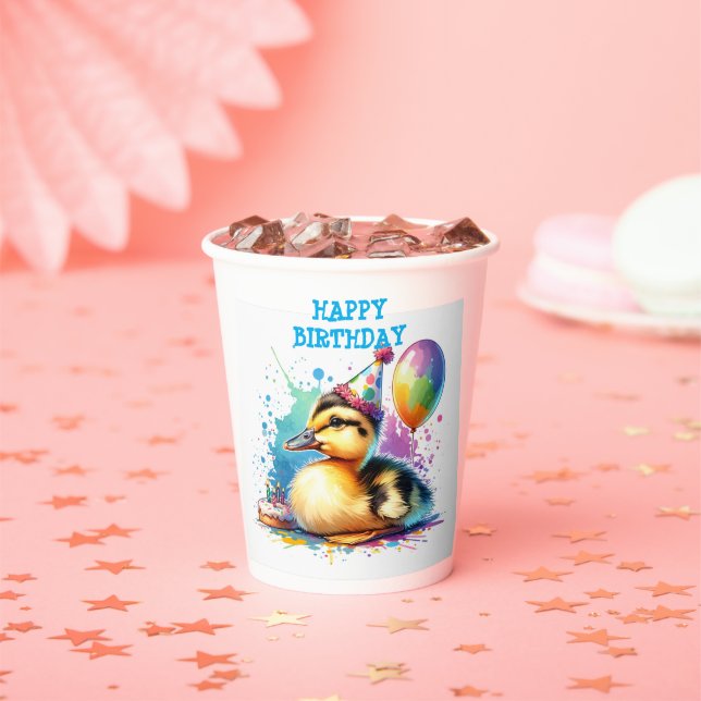 Gobelets En Papier Joli bébé poussin joyeux anniversaire (Insitu)