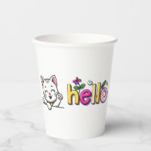 Joli Chat Qui Agite La Main Bonjour Tasse En Papie