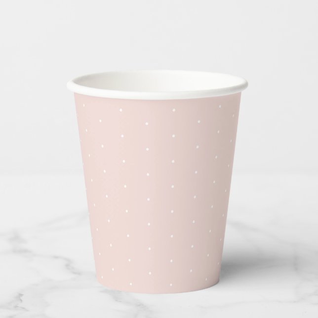 Gobelets En Papier Joli chic rose pâle blanc pois minuscule (Recto)