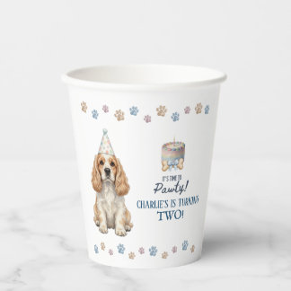 Gobelets En Papier Joli Chien Cocker Spaniel Chiot Faisons la Fête 