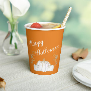 Gobelets En Papier Joli Citrouille Orange Joyeux Halloween