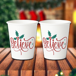 Gobelets En Papier Joli 'Croire' Noël