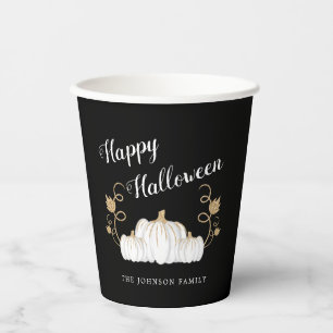 Gobelets En Papier Joli Halloween Citrouille noir