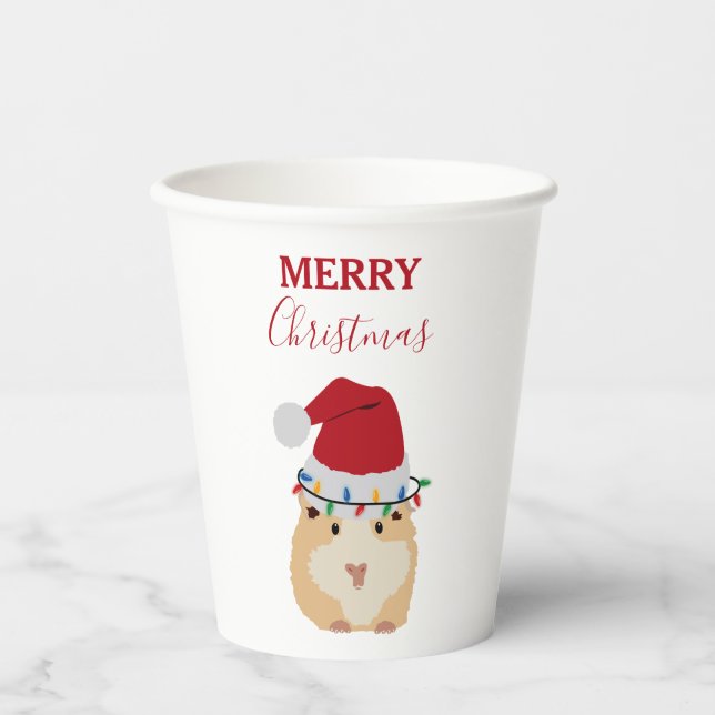 Gobelets En Papier Joli Hamster de Noël Funny Animal Santa Hat (Recto)