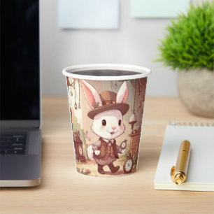 Gobelets En Papier Joli Lapin Blanc Merveilleux Monde Fantaisiste Gar