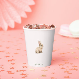 Gobelets En Papier Joli lapins rose Baby Girl Douche