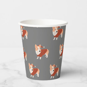 Gobelets En Papier Joli Motif Corgi de Noël