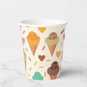 Gobelets En Papier Joli motif de cône de crème glacée pour anniversai