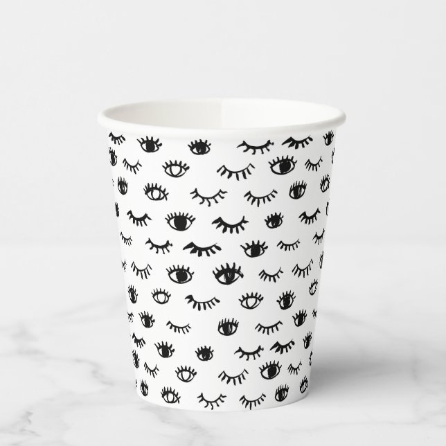 Gobelets En Papier Joli Motif Doodle Eyelash (Gauche)