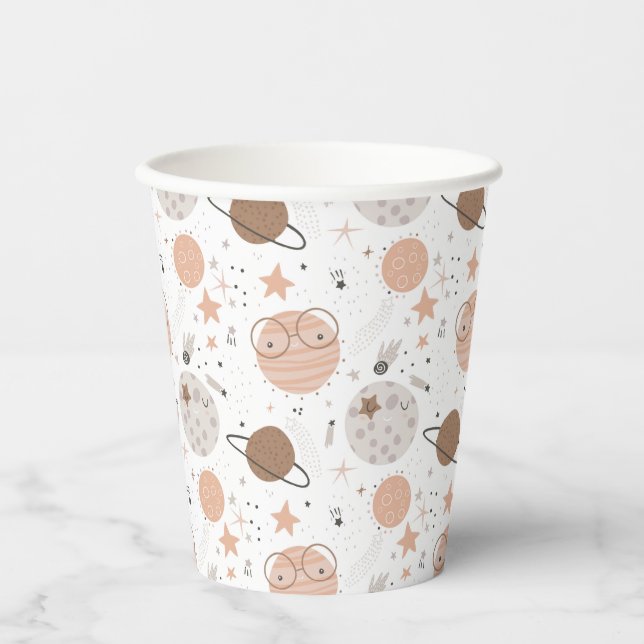 Gobelets En Papier Joli Motif Doodle Planet (Recto)