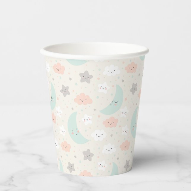 Gobelets En Papier Joli Motif Pastel Sky souriant (Recto)